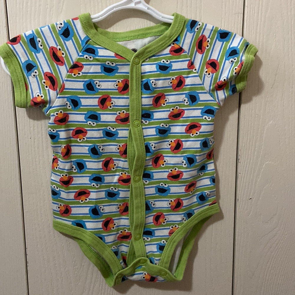 3/$15 Sesame Street Elmo & Cookie Monster Striped Onesie